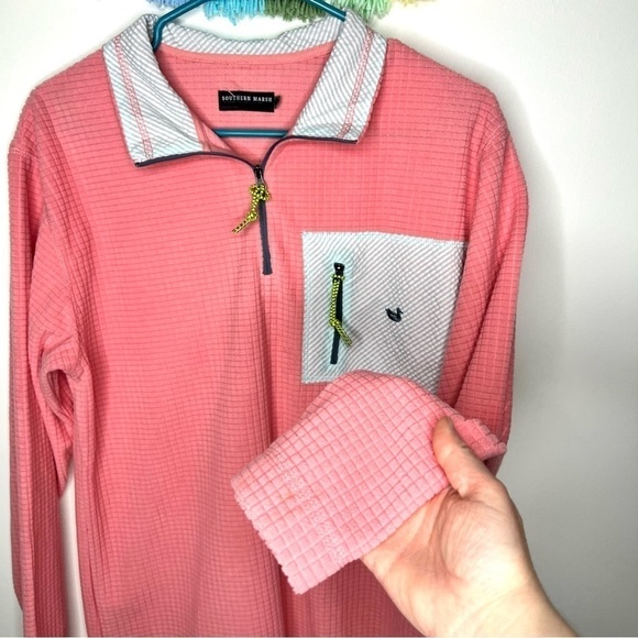 Southern Marsh Pink and Blue Pull Over Sweatshirt Popover 1/2 Zip Size XS - Picture 9 of 16